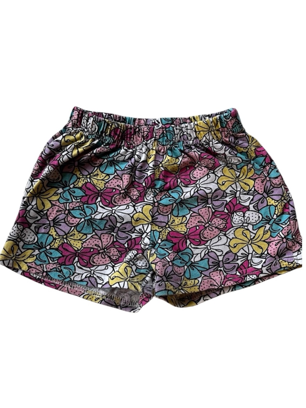 JoJo Siwa Size 6 Shorts with Purple Pink Yellow Blue Bow Print Fits like Spanx.